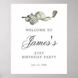 ダウンロード可能なゴルフ21st誕生日ウェルカムサイン ポスター