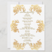 ダウンロード可能なゴールドチックブーケ結婚式プログラム 招待状 (裏面)