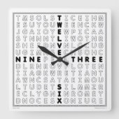 ダウンロード可能なパズル(黒) スクエア壁時計 (正面)