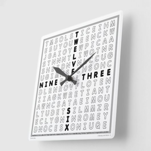 ダウンロード可能なパズル(黒) スクエア壁時計 (傾斜)