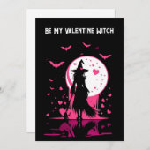 ダウンロード可能なピンクの魔法の魔女バレンタインデー シーズンカード (正面/裏面)