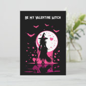 ダウンロード可能なピンクの魔法の魔女バレンタインデー シーズンカード (スタンド正面)