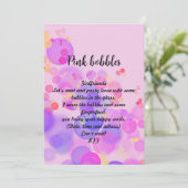 ダウンロード可能なピンクバブル招待状 招待状 (スタンド正面)