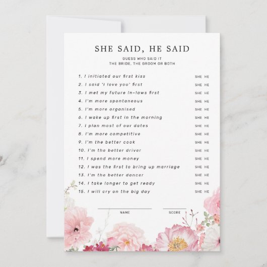 ダウンロード可能なブライダルシャワー彼女は彼はカードを言った 招待状 (正面)