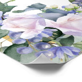 ダウンロード可能なブルーホワイトフローラ100誕生日 ポスター (角)