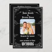 ダウンロード可能なミニマルな写真付きウェディング招待状カード 招待状 (正面/裏面)