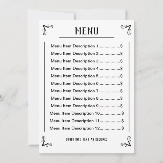 ダウンロード可能なメニューシートと編集可能な一覧 シーズンカード (正面)