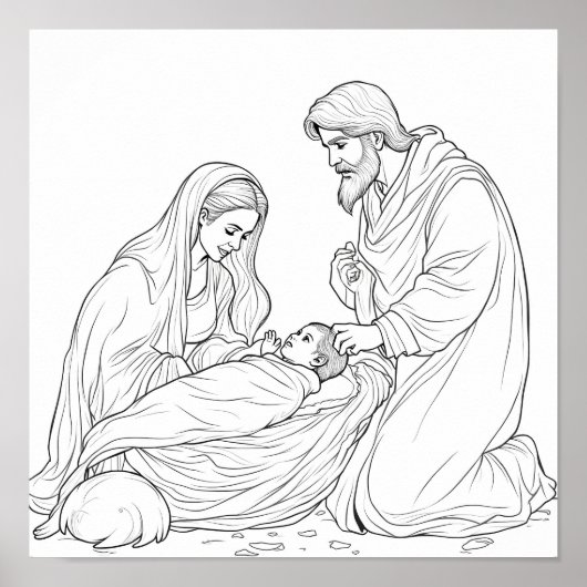 ダウンロード可能な宗教的なクリスマスシーン ポスター (正面)