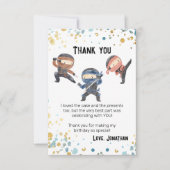 ダウンロード可能な忍者子供の誕生日感謝していパーティーカード サンキューカード (正面)