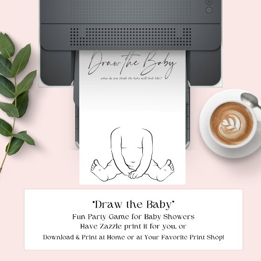 ダウンロード可能な描画ベビーおもしろいベビーシャワーゲーム 招待状
