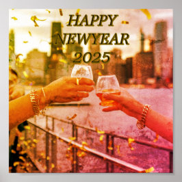 ダウンロード可能な新年ヴィンテージ光沢ポスター ポスター