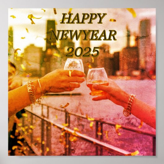 ダウンロード可能な新年ヴィンテージ光沢ポスター ポスター (正面)