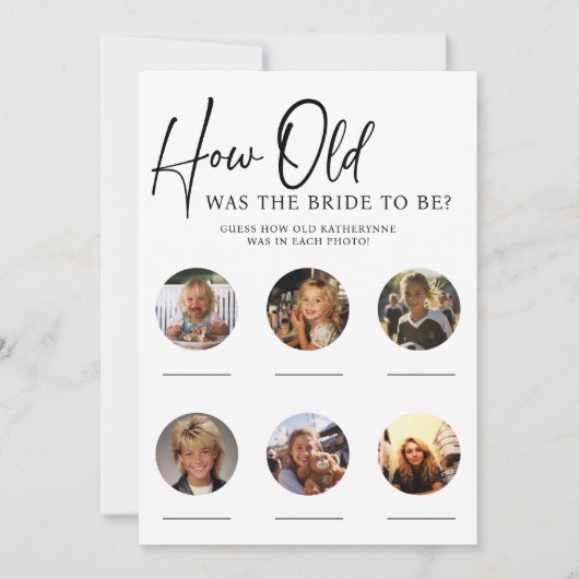 ダウンロード可能な歳の新婦ブライダルシャワーゲーム 招待状 (正面)