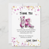 ダウンロード可能な氷スケートで滑る誕生日サンキューカード 招待状 (正面)