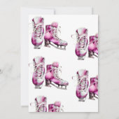 ダウンロード可能な氷スケートで滑る誕生日サンキューカード 招待状 (裏面)