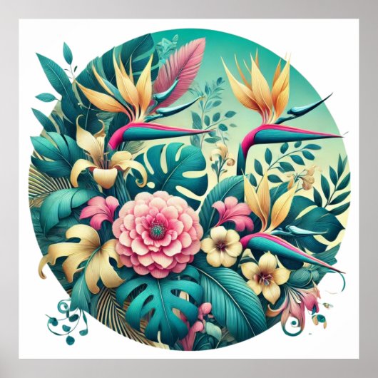 ダウンロード可能な虹色の熱帯葉 ポスター (正面)