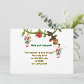 ダウンロード可能な誕生日招待カード サル 招待状 (スタンド正面)