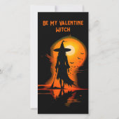 ダウンロード可能な魔法のゴシック様式のバレンタインの魔女文字 シーズンカード (正面)