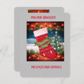 ダウンロード可能なChrIstmasストッキング招待状 招待状 (正面/裏面)