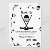 ダウンロード可能アイスホッケー誕生日ありがとう，ホッケー 招待状 (正面/裏面)