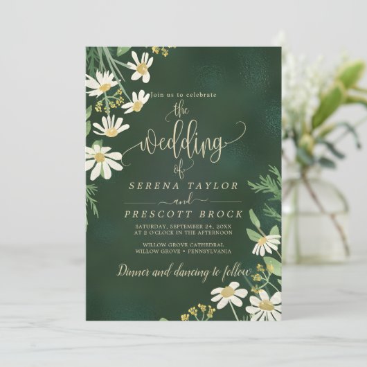ダウンロード可能セージグリーンフローラ結婚式招待状 招待状 (スタンド正面)