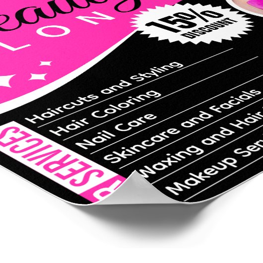 ダウンロード用に設計された白黒美しいサロン ポスター (角)