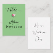 ダウンロード結婚可能なハートと花の緑 プレイスカード (正面/裏面)