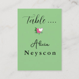 ダウンロード結婚可能なハートと花の緑 プレイスカード