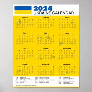 ダウンロード2024 Ukraineカレンダー$5.95 PDFまたは ポスター