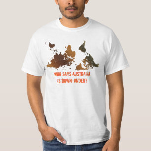 ダウン上下逆さおもしろいの世界地図Tシャツ Tシャツ