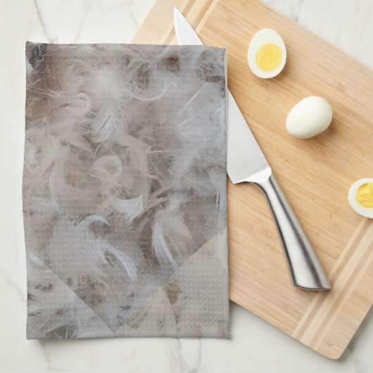 ダウン快適な羽毛のおもしろい写真 キッチンタオル (四つ折り)