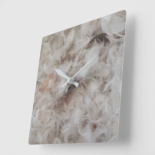 ダウン慰め鳥の羽の写真エレガント スクエア壁時計 (傾斜)