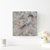 ダウン慰め鳥の羽の写真エレガント スクエア壁時計 (ホーム)