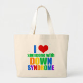ダウン症で人を愛している ラージトートバッグ (正面)