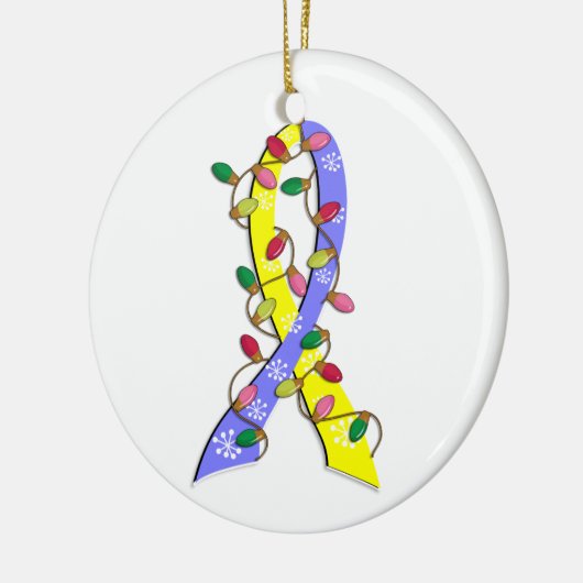 ダウン症のクリスマスの照明のリボン セラミックオーナメント (左)