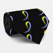 ダウン症の青および黄色のリボンA4 ネクタイ (ロール)