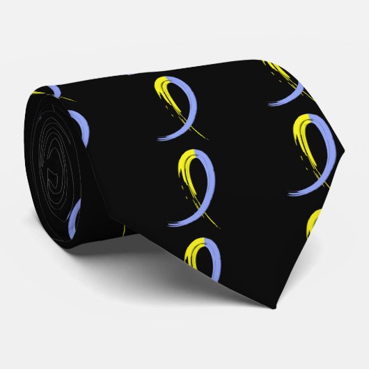 ダウン症の青および黄色のリボンA4 ネクタイ (ロール)