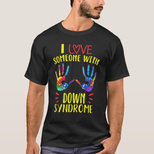 ダウン症を意識して人を誇りを持った愛する Tシャツ (正面)