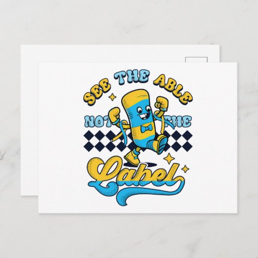 ダウン症候群のラベル付けができないことを見る認識度 ポストカード (正面/裏面)