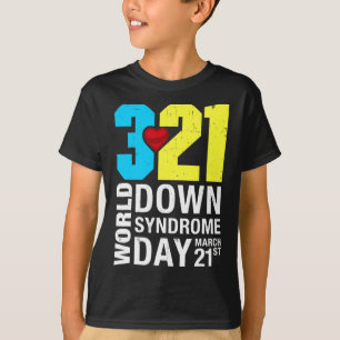 ダウン症候群の日3月21日男性へ女子児童 Tシャツ
