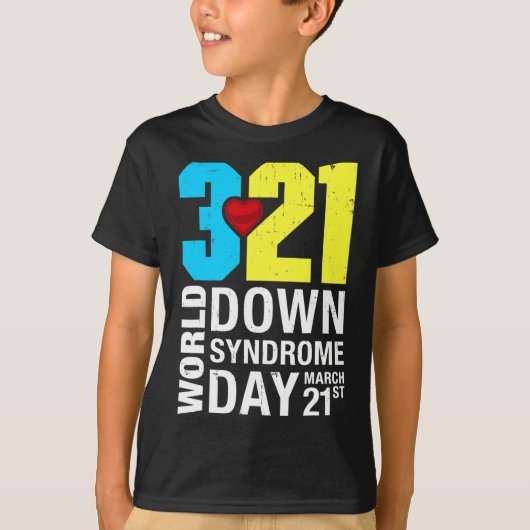ダウン症候群の日3月21日男性へ女子児童 Tシャツ (正面)