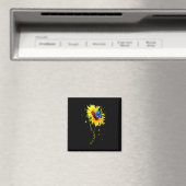 ダウン症候群ひまわりTシャツギフトイエローブルーR マグネット (インサイチュ (食洗機))