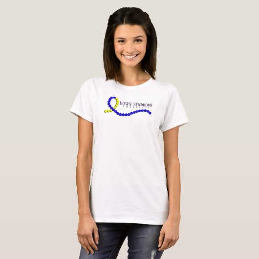 ダウン症候群ビーズ認識度リボン Tシャツ (正面フル)