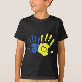 ダウン症候群啓発ハンドメンズ・レディースリボン Tシャツ