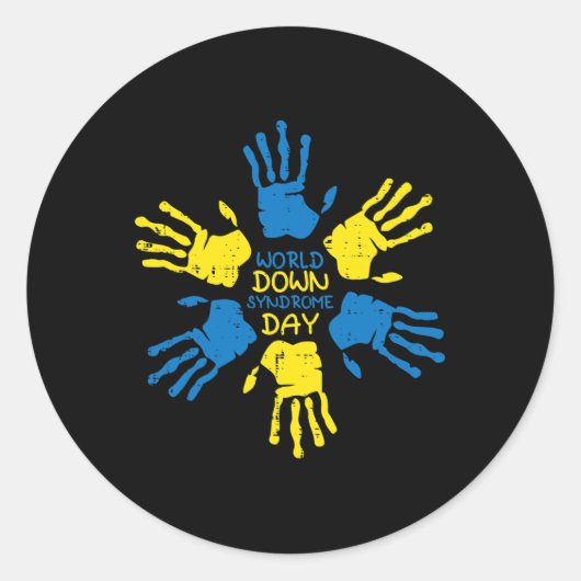 ダウン症候群日手認識度321男性女性キ ラウンドシール (正面)