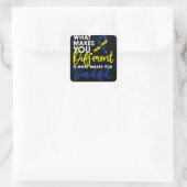 ダウン症候群日認識度ハート蝶 スクエアシール (バッグ)