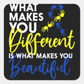 ダウン症候群日認識度ハート蝶 スクエアシール (正面)