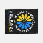 ダウン症候群日2024やさしいダウン症候群認識 フリースブランケット (正面(横))