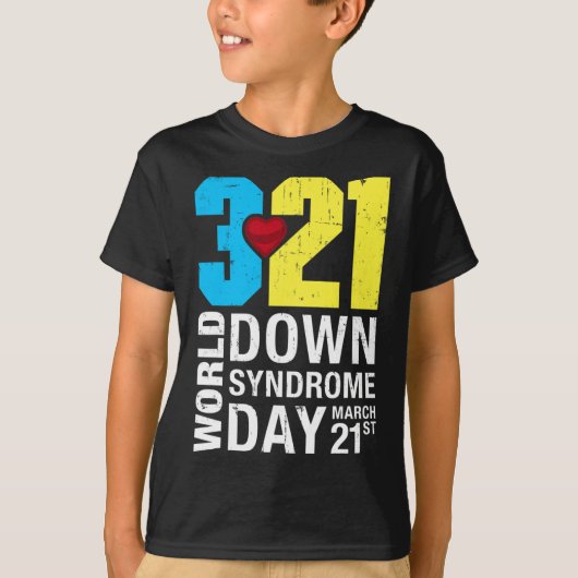 ダウン症候群日3月21日ダウン症候群粟生音 Tシャツ (正面)