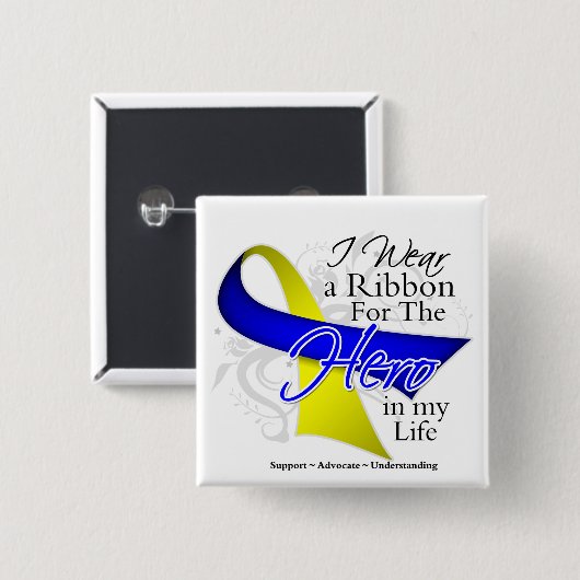 ダウン症候群私の人生の英雄 缶バッジ (正面&裏面)